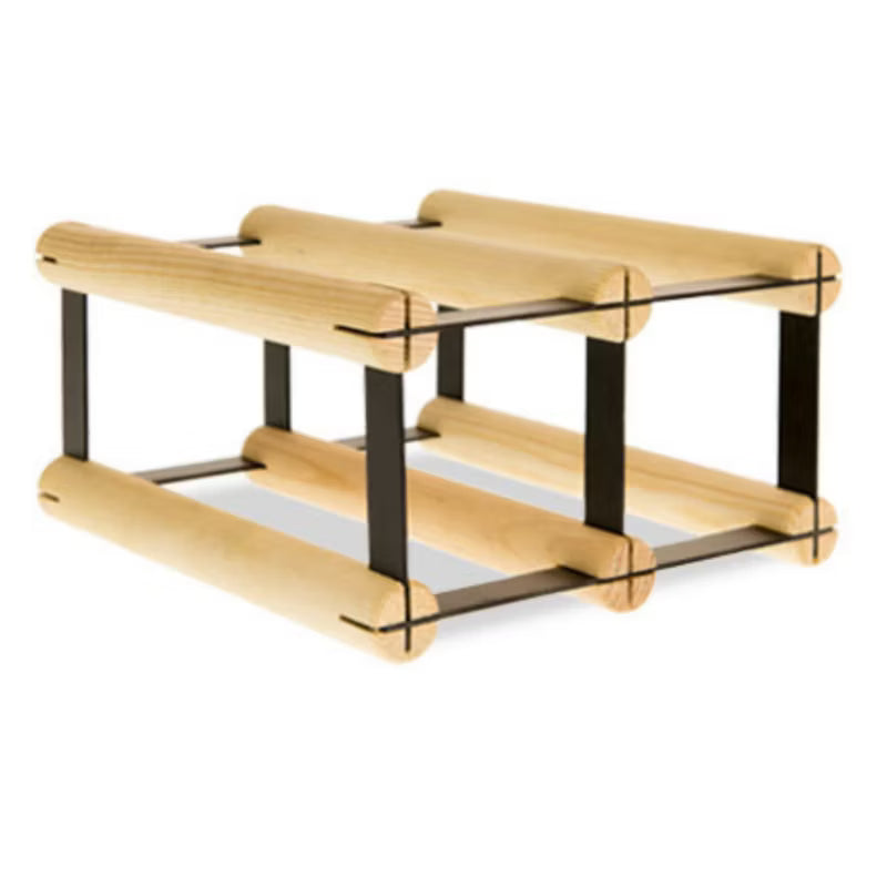 Vinreol RW8 til 2 Flasker 22,5x24,5 cm Sort og Natur