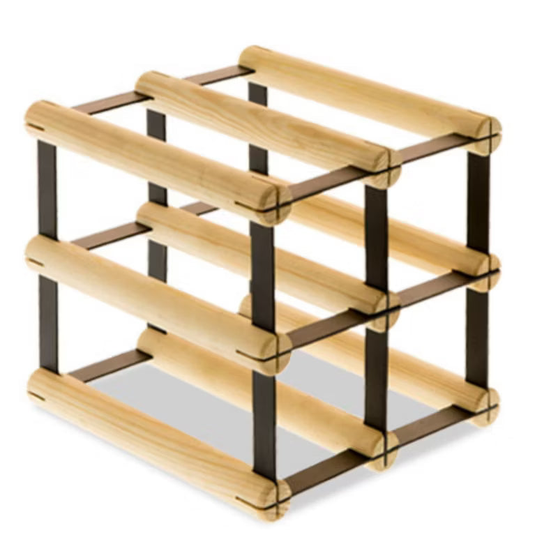 Vinreol RW8 til 4 Flasker 22,5x22,5 cm Sort Metal og Fyrretræ