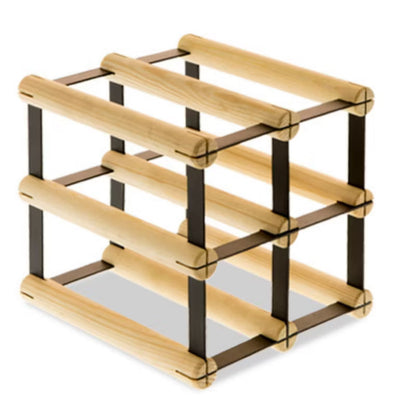 Vinreol RW8 til 4 Flasker 22,5x22,5 cm Sort Metal og Fyrretræ