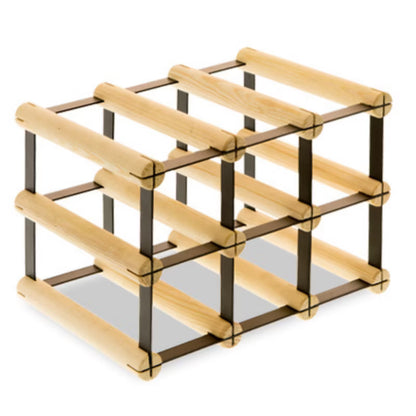 Vinreol RW8 til 6 Flasker Sort Metal og Fyrretræ