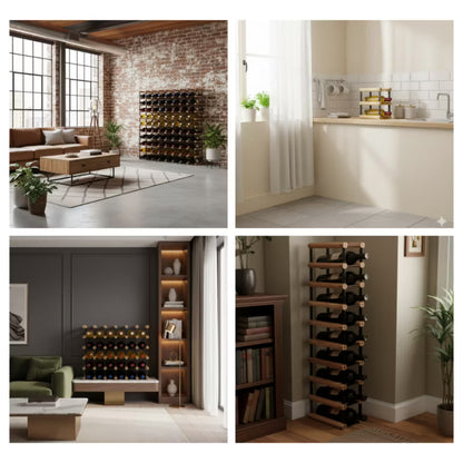 Vinreol RW8 til 6 Flasker Sort Træ