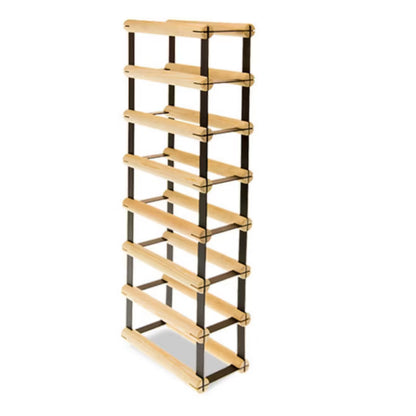 Vinreol RW8 til 7 Flasker Sort Metal Natur Træ