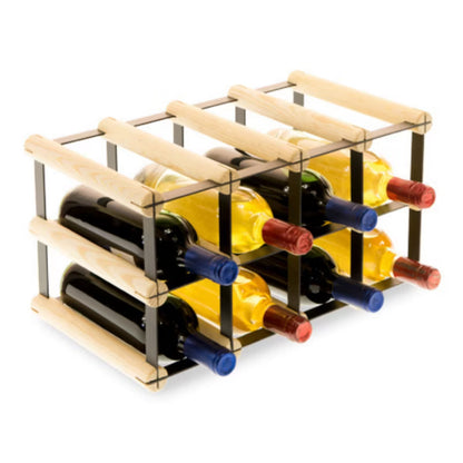 Vinreol RW8 til 8 Flasker 42,5x24,5 cm Sort og Fyrretræ