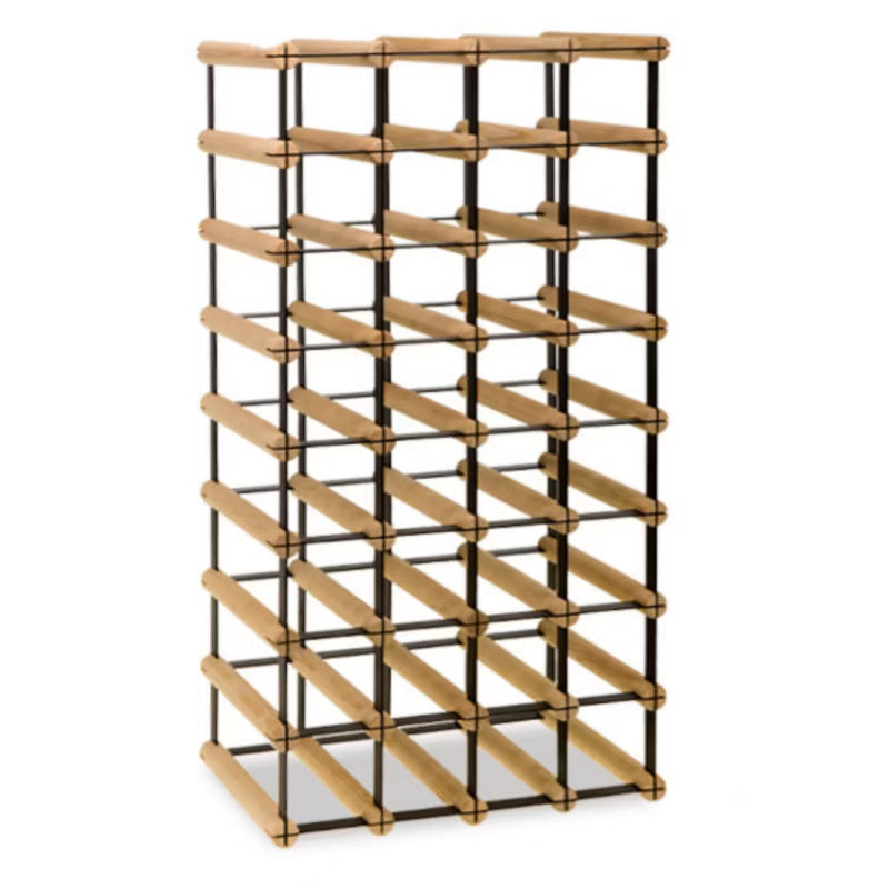 Vinreol 42,5x82,5 cm Sort og Natur Træ Til 32 Flasker
