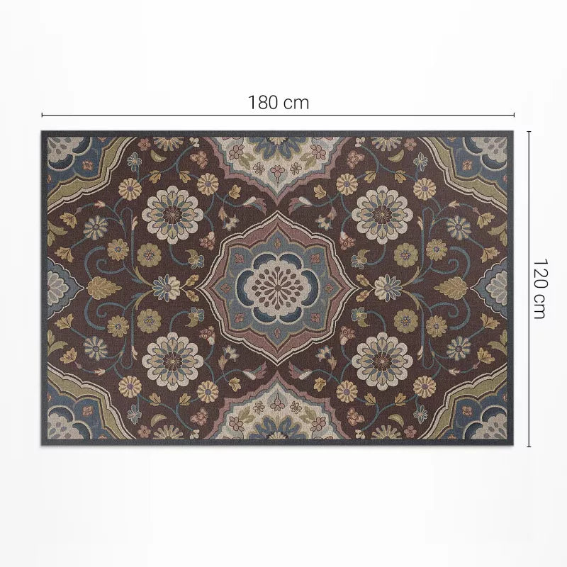 Vinyl udendørs løber Vintage blomstermønster 120x180 cm Brun | 4069491877719