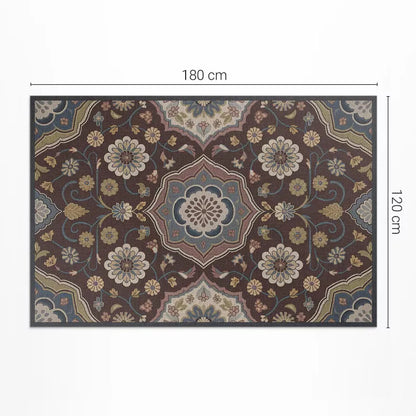 Vinyl udendørs løber Vintage blomstermønster 120x180 cm Brun | 4069491877719