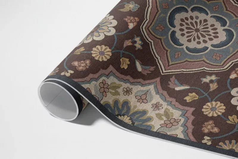 Vinyl udendørs løber Vintage blomstermønster 120x180 cm Brun | 4069491877719