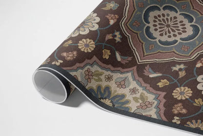 Vinyl udendørs løber Vintage blomstermønster 120x180 cm Brun | 4069491877719