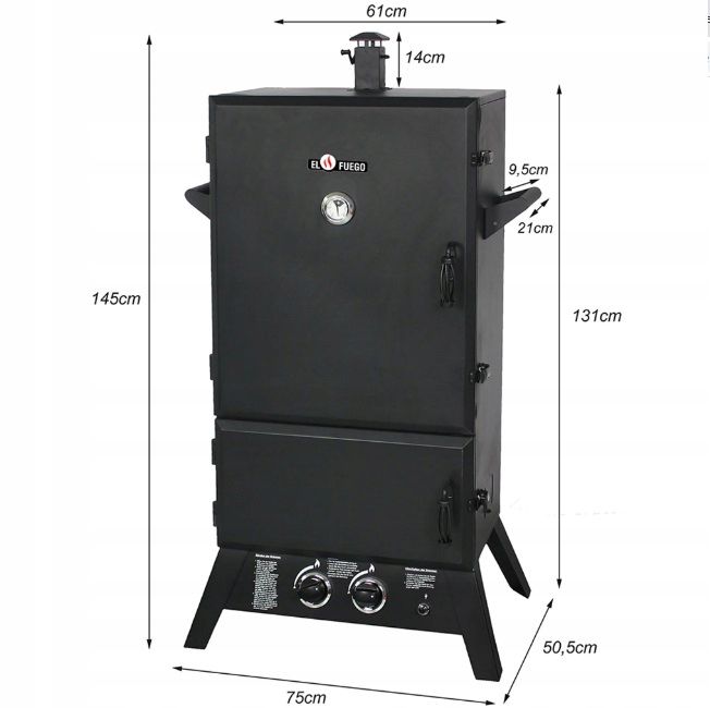 Røge- og gasgrill EL FUEGO Portland XXL, 1 stk.