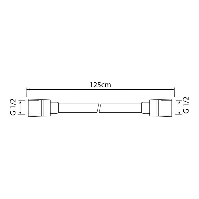 Bruseslange 125 cm PVC Mat Sølv Antivrid Elastisk