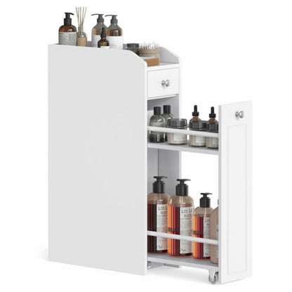 Smalt Badeværelsesskab MDF Hvid 70x18x40 cm 2 Skuffer