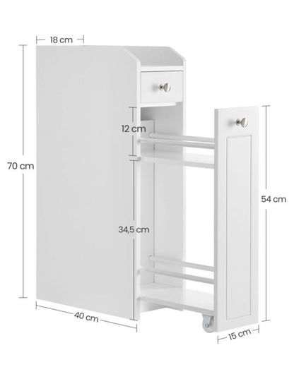 Smalt Badeværelsesskab MDF Hvid 70x18x40 cm 2 Skuffer