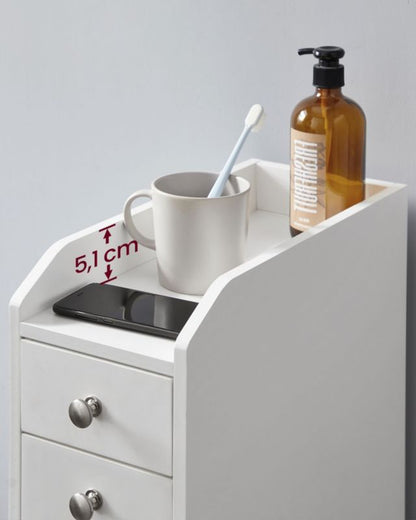 Smalt Badeværelsesskab MDF Hvid 70x18x40 cm 2 Skuffer