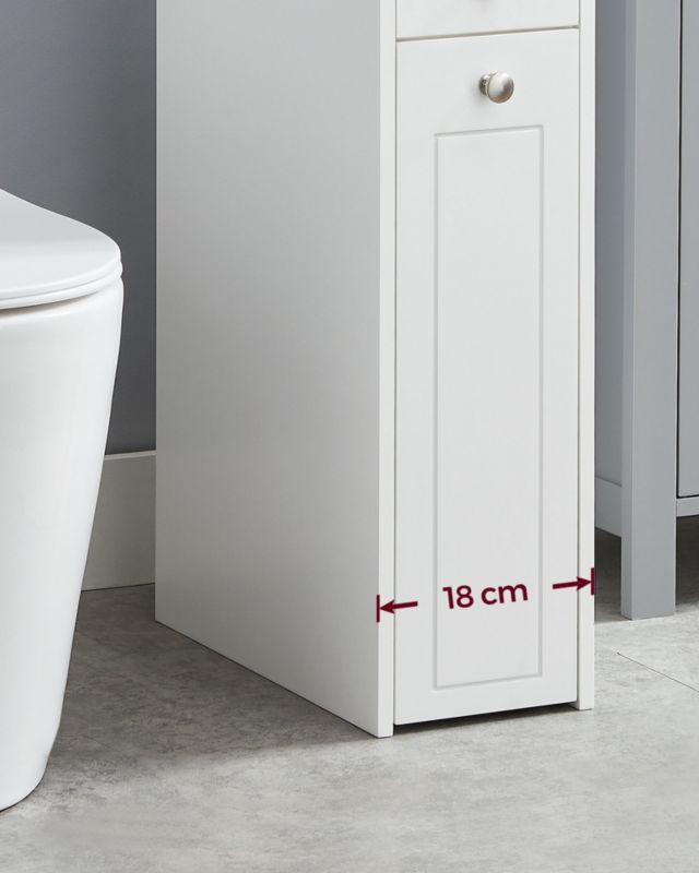 Smalt Badeværelsesskab MDF Hvid 70x18x40 cm 2 Skuffer