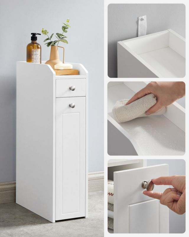 Smalt Badeværelsesskab MDF Hvid 70x18x40 cm 2 Skuffer
