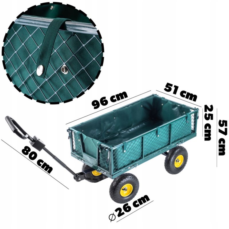 KADAX havevogn med presenning, transportvogn, strandvogn, trailer 300 kg, stor, 1 stk.