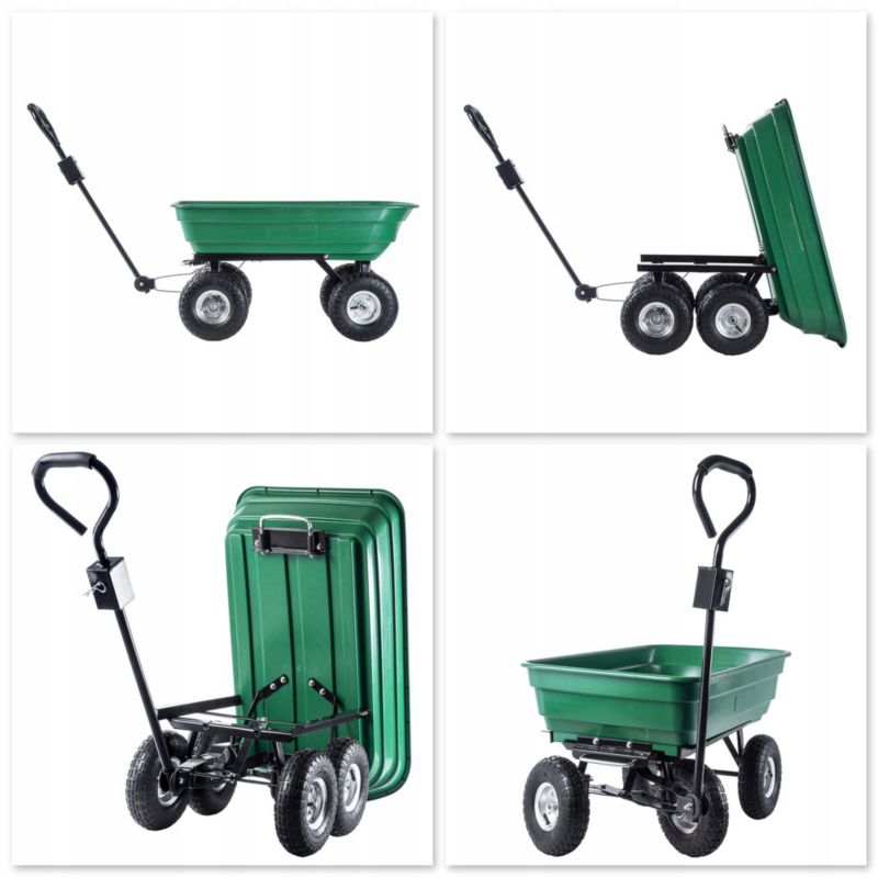 KADAX havevogn med tipfunktion, transportvogn 300 kg, robust enkeltvogn