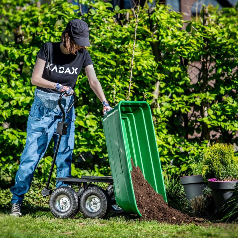 KADAX havevogn med tipfunktion, transportvogn 300 kg, robust enkeltvogn