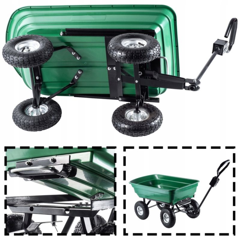 KADAX havevogn med tipfunktion, transportvogn 300 kg, robust enkeltvogn