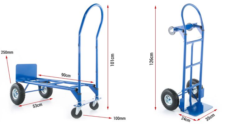 2-i-1 lager- og transportvogn med møllefunktion, 250 kg kapacitet, 1 stk