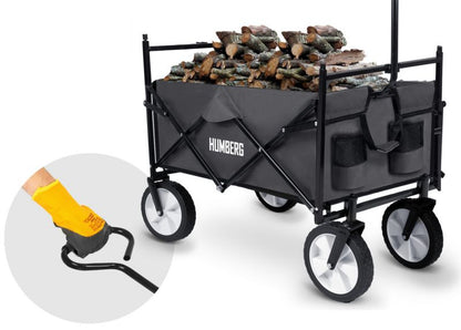 Humberg sammenklappelig transport- og strandvogn med justerbar baldakin, 90 kg kapacitet