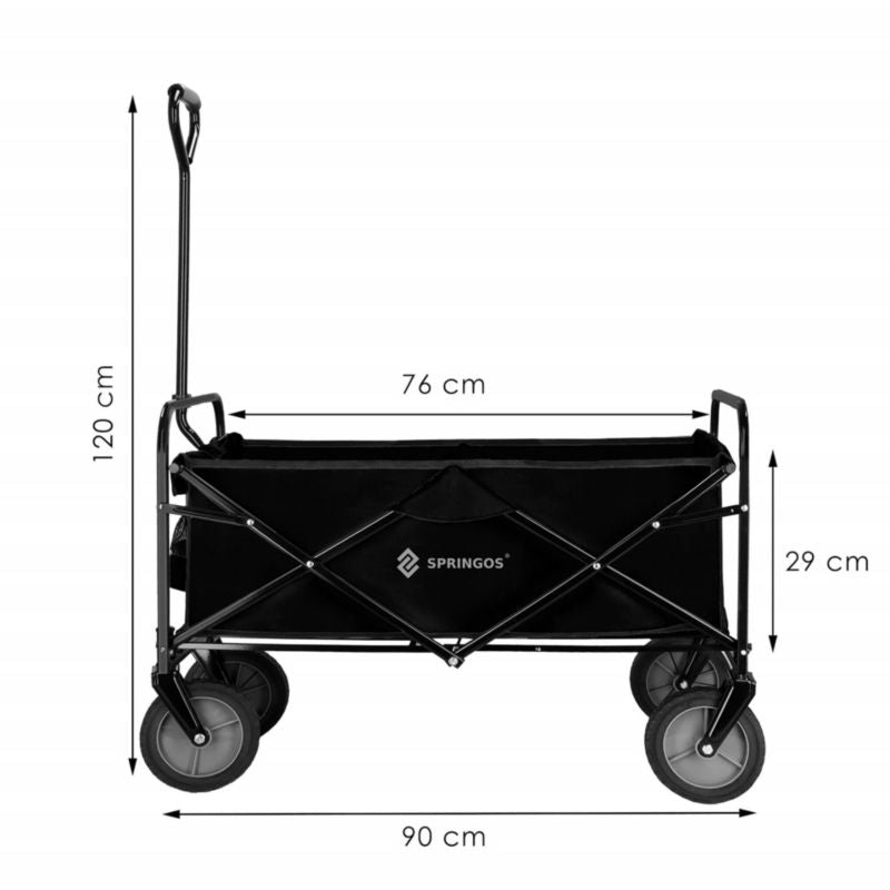 Springos sammenklappelig have- og strandvogn til 80 kg, sort, 1 stk.