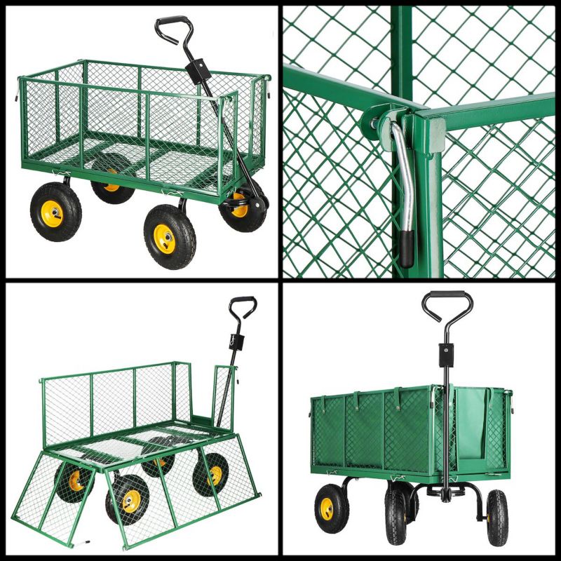 Springos have-transportvogn med metaltrailer 400 kg grøn 1 stk.