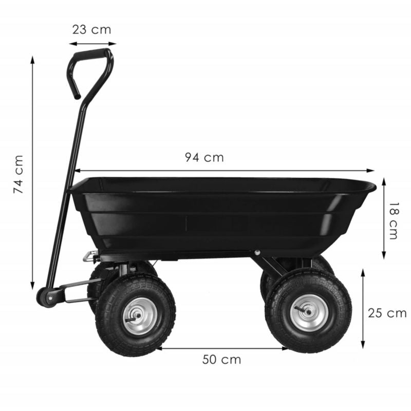 Springos have- og transportvogn med tipfunktion op til 250 kg, sort, 1 stk.