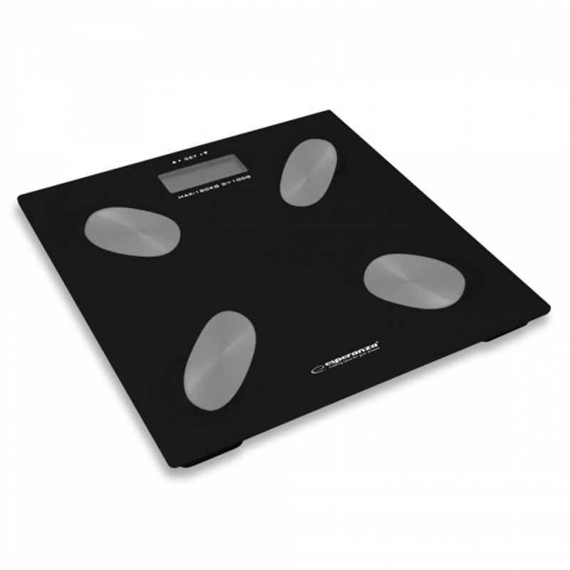 Digital Badevægt 30x30 cm Sort med Fedtanalyse 12 Brugerhukommelse