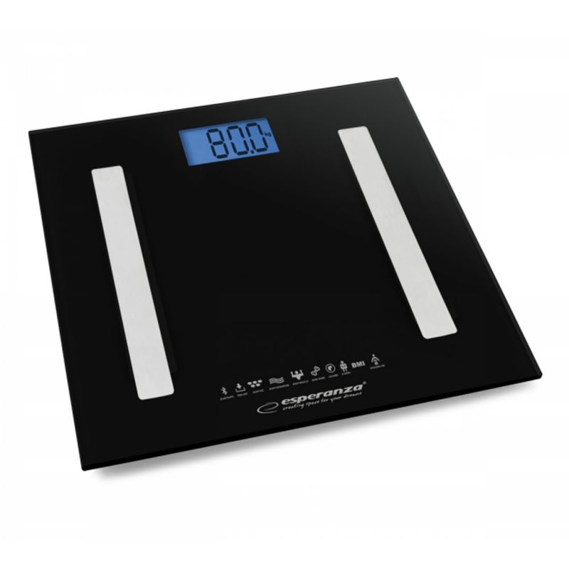 Badevægt 30x30 cm Sort Bluetooth BMI-analyse op til 180 kg