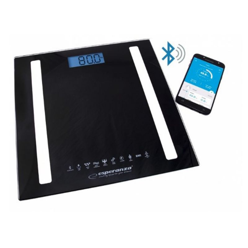 Badevægt 30x30 cm Sort Bluetooth BMI-analyse op til 180 kg