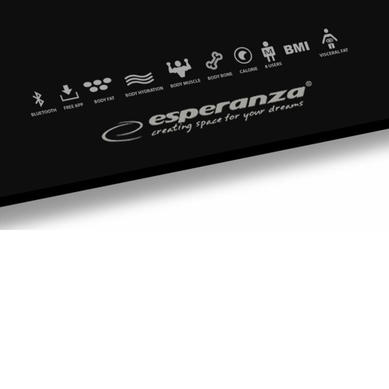 Badevægt 30x30 cm Sort Bluetooth BMI-analyse op til 180 kg