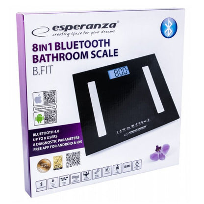 Badevægt 30x30 cm Sort Bluetooth BMI-analyse op til 180 kg