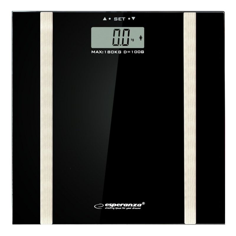 Badevægt 30x30 cm Sort Hærdet Glas 180 kg EBS018K
