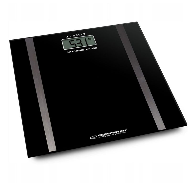 Badevægt 30x30 cm Sort Hærdet Glas 180 kg EBS018K
