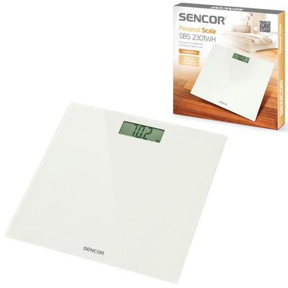 Badevægt 150 kg LCD Hærdet Glas Hvid SBS 2301WH