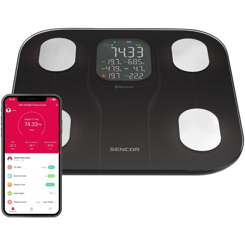Personvægt SBS 9002BK Sort 180 kg