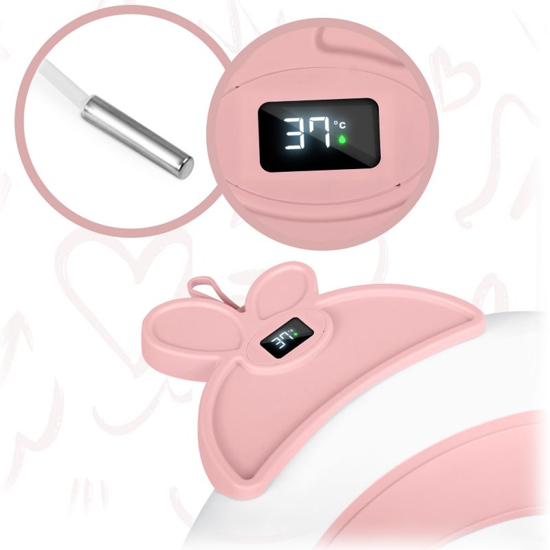 Sammenklappelig Babybadekar med LCD-Termometer Hvid/Rosa 728200