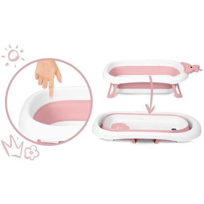 Sammenklappelig Babybadekar med LCD-Termometer Hvid/Rosa 728200