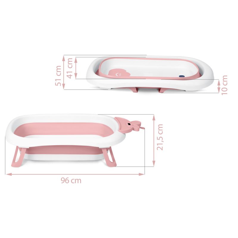 Sammenklappelig Babybadekar med LCD-Termometer Hvid/Rosa 728200