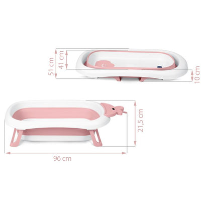 Sammenklappelig Babybadekar med LCD-Termometer Hvid/Rosa 728200