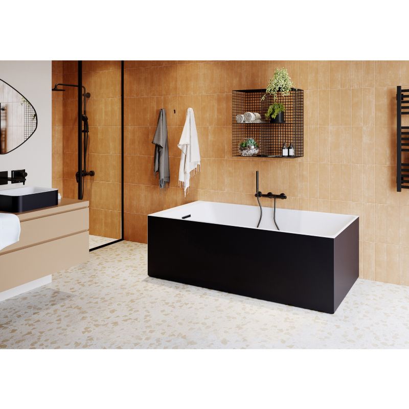 GoodHome Bakor akrylbadekar 170 x 75 cm rektangulært mat-sort / hvid