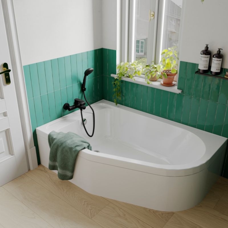 GoodHome Cavally akrylbadekar 150 x 95 cm venstre asymmetrisk