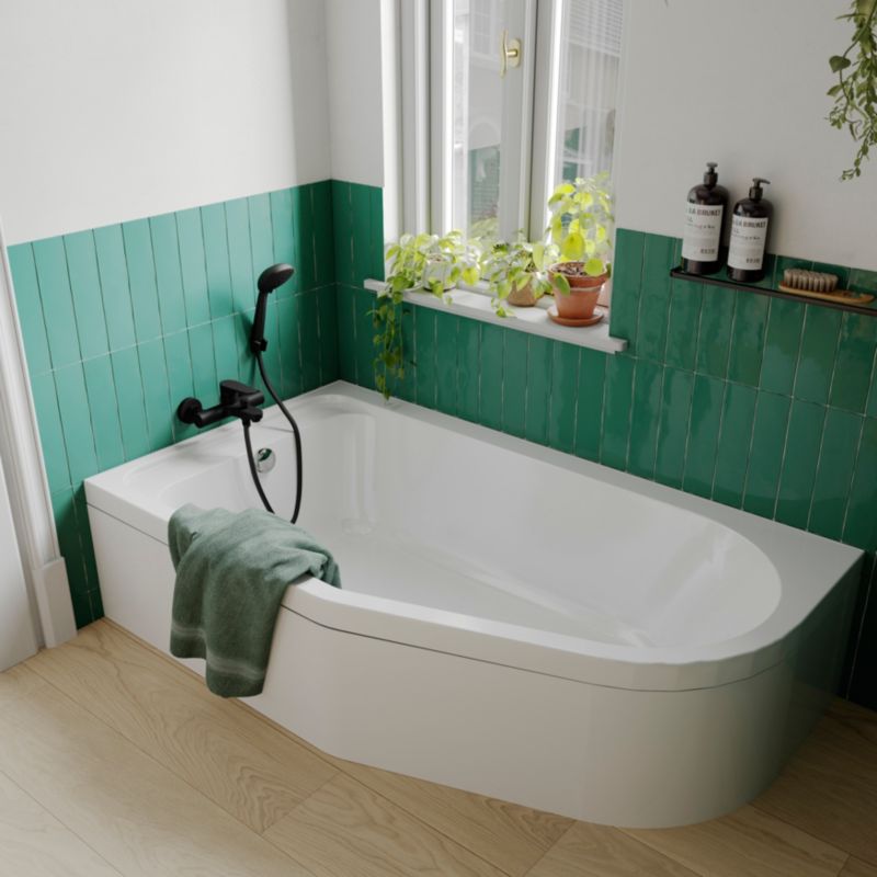 GoodHome Cavally akrylbadekar 160 x 90 cm venstre asymmetrisk