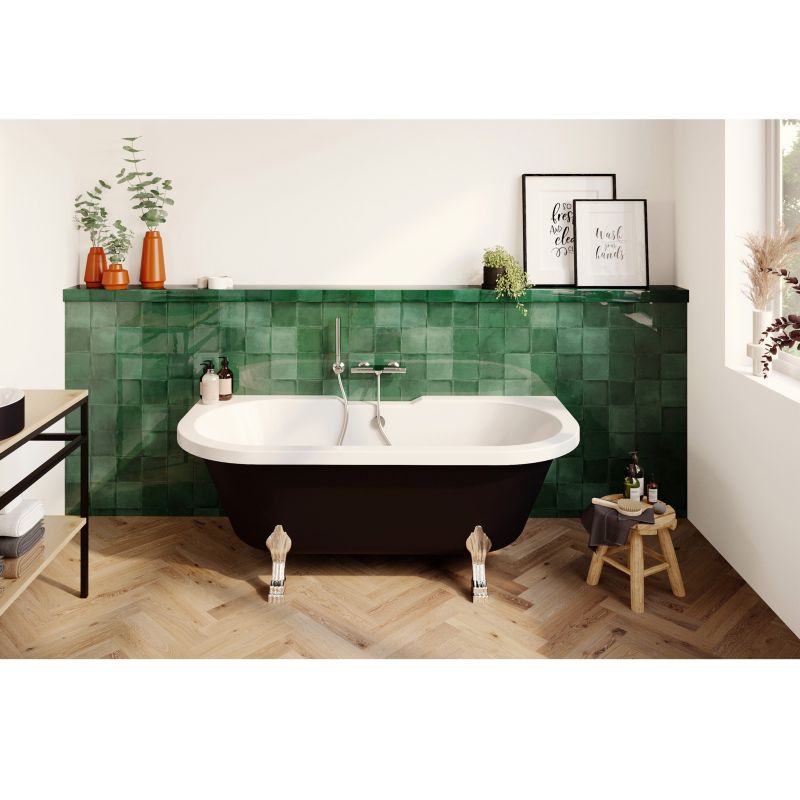 Akrylbadekar GoodHome Emba 170 x 80 cm sort/hvid