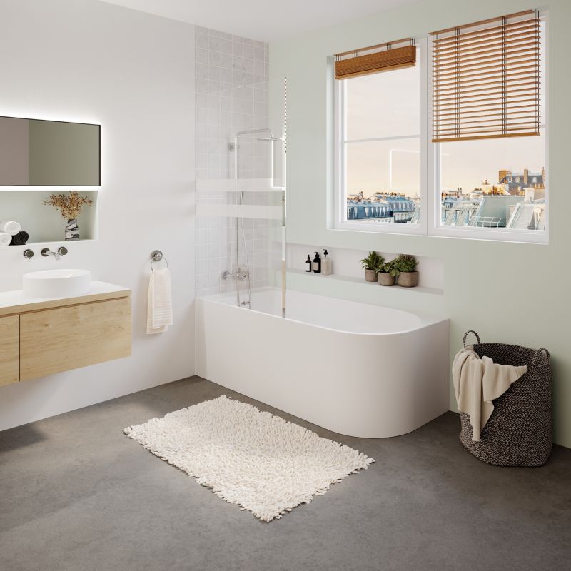 GoodHome Oguta akrylbadekar 160 x 75 cm venstre hvid