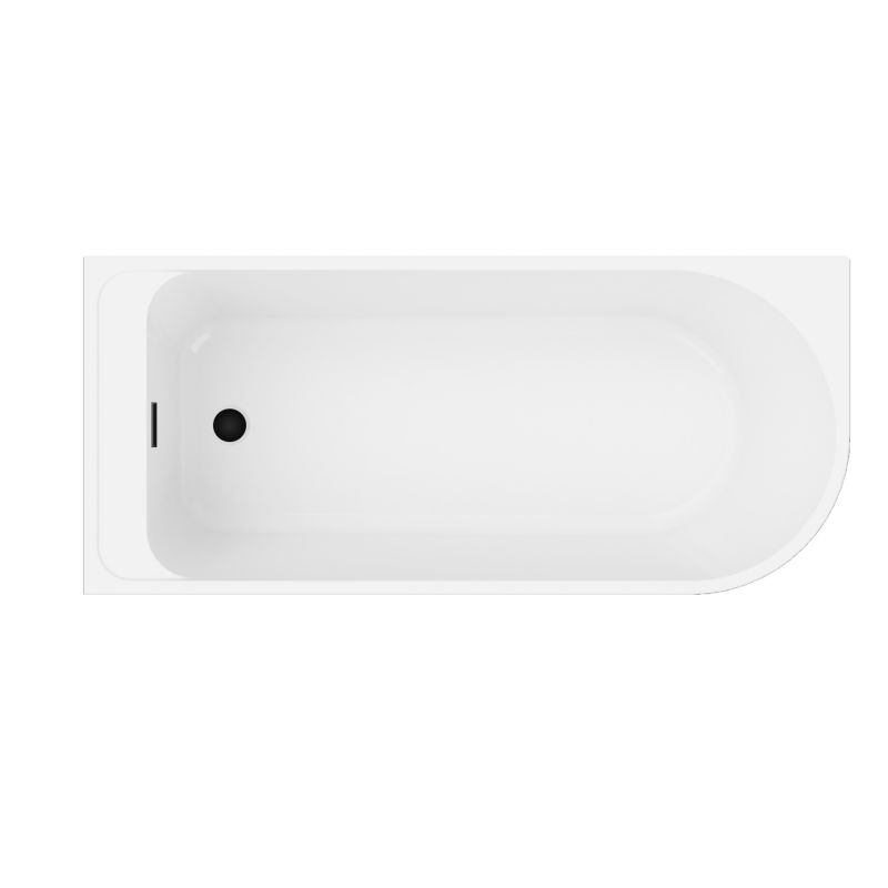 GoodHome Oguta akrylbadekar 160 x 75 cm venstre mat-sort