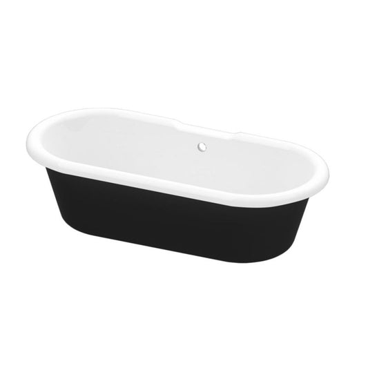Fritstående akrylbadekar GoodHome Emba 170 x 80 cm sort/hvid