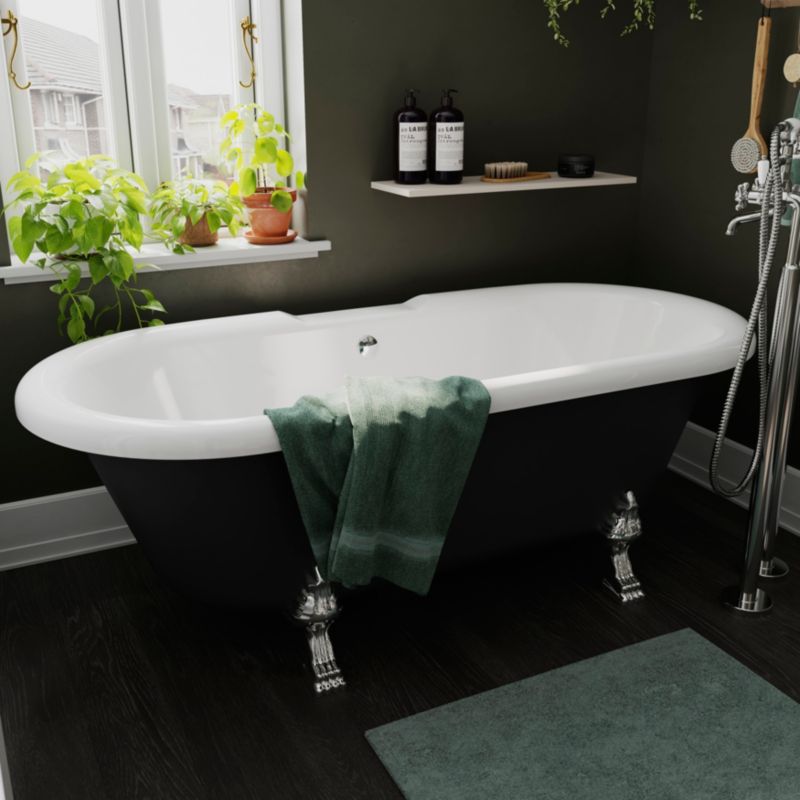 Fritstående akrylbadekar GoodHome Emba 170 x 80 cm sort/hvid