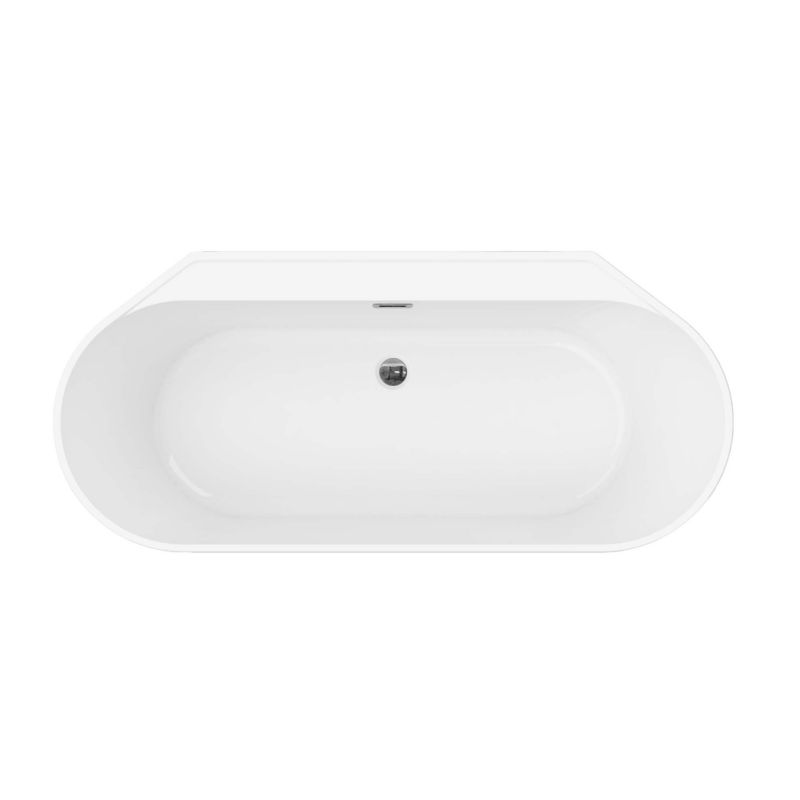 Fritstående akrylbadekar GoodHome Huron 160 x 75 cm oval hvid